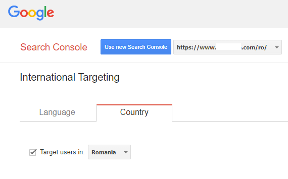 international targeting in Search Console